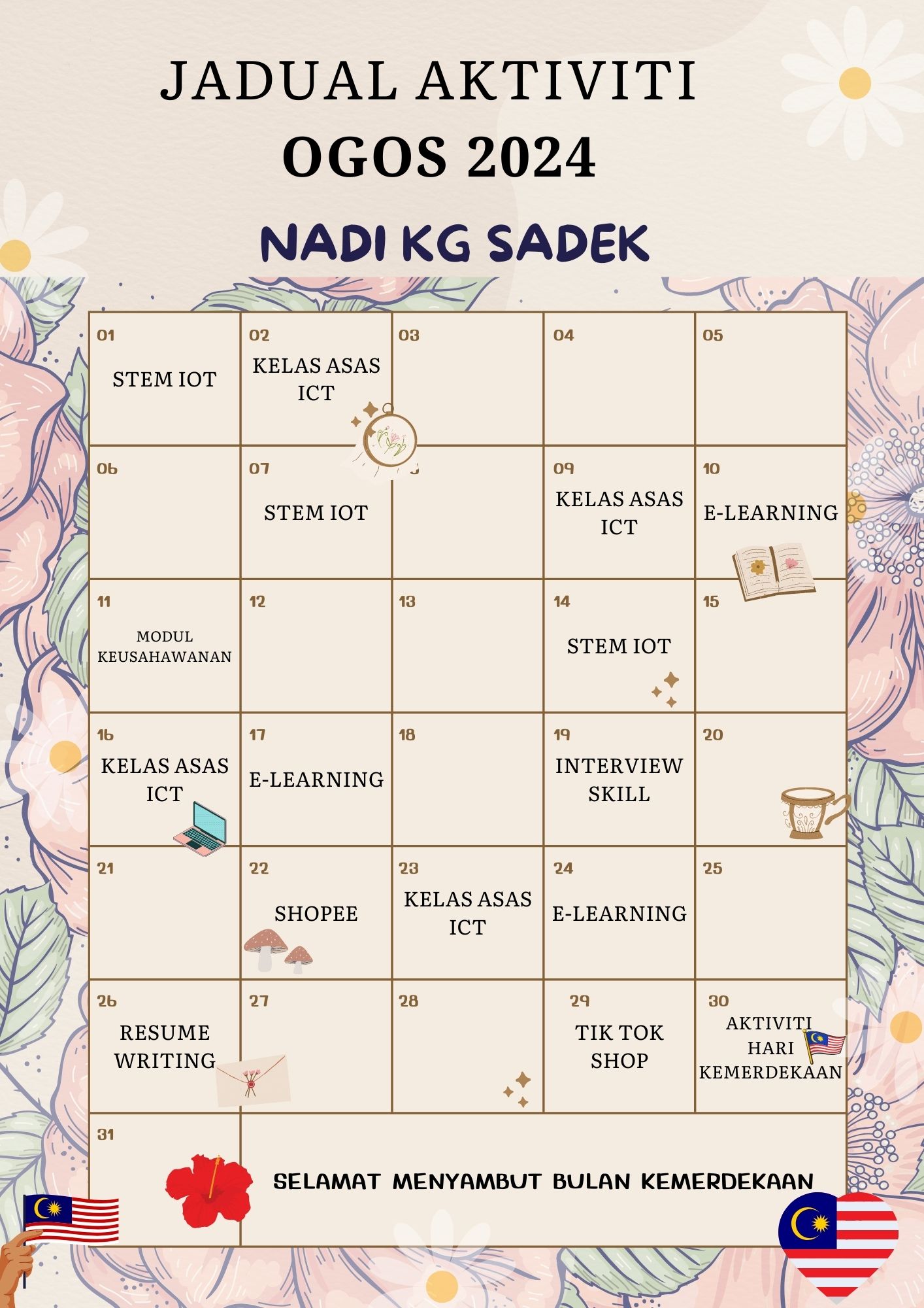 Jadual ogos 2024